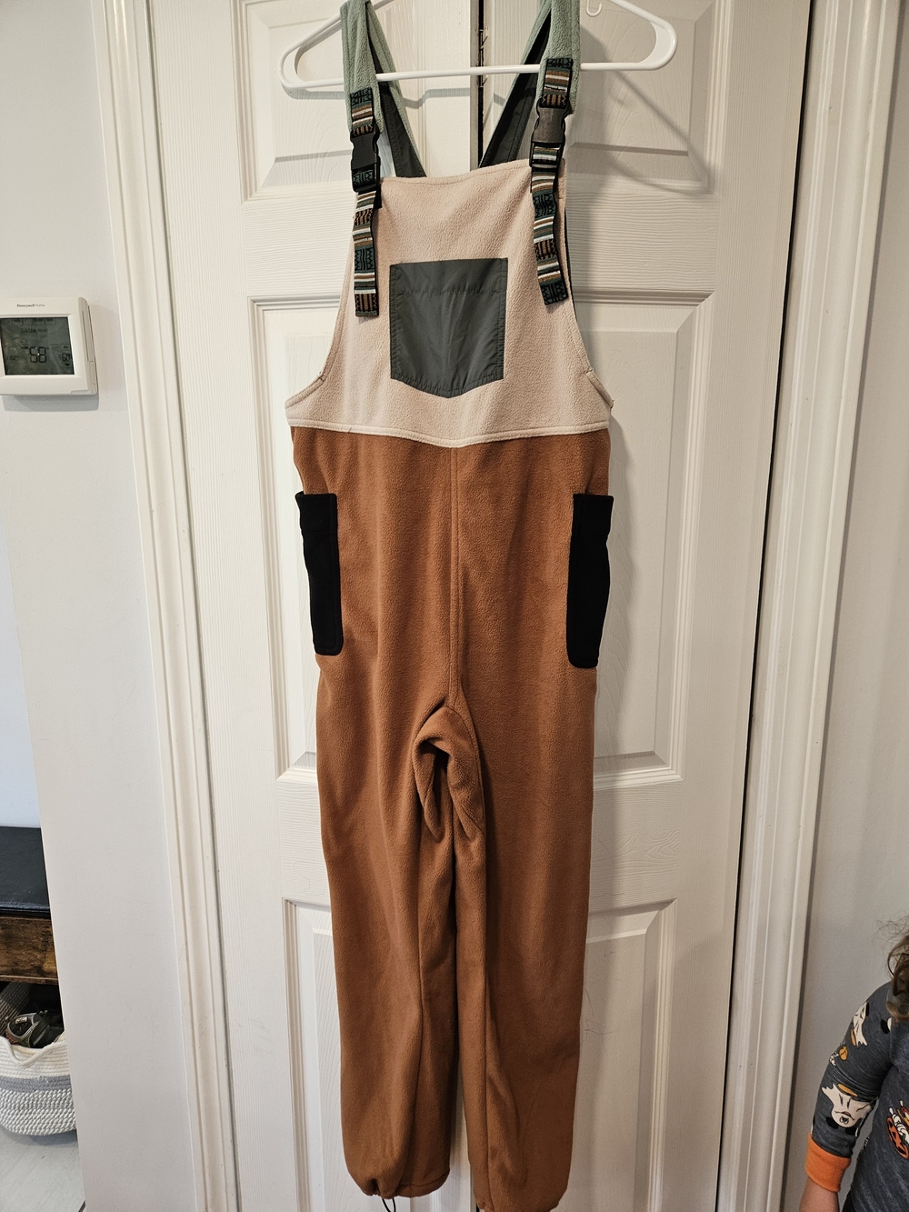 Kavu Brown, Cream & Black Fleece Overalls